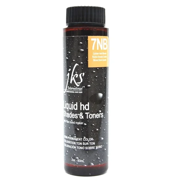 Jks International Liquid HD Shades & Toners 7NB Golden Ash Blonde Demi-Permanent Color 2 Ounce 60 Milliliters