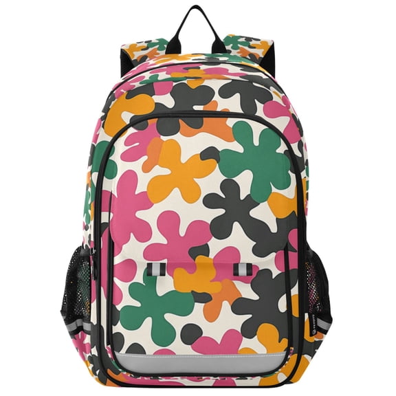 FORMRS Unisex School Backpack 17" Student Travel Bag with Laptop Compartment, Pink Floral Blooms