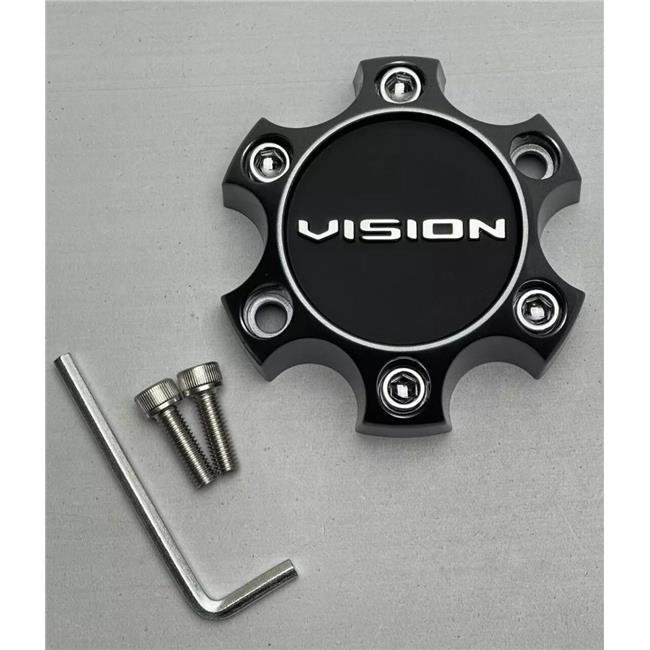 Vision Wheel Center Cap with Satin Black Logo & Screw - Gun Metal Gray