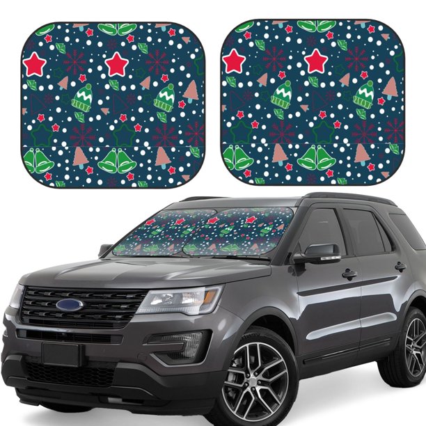 Fotbe Christmas Juego de 2 Piezas de Parasoles para Parabrisas | Bloqueador Solar para Auto | Accesorios Plegables para Protección Solar Interior-Medium
