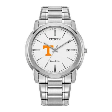 Men's Citizen Watch Silver Tennessee Volunteers Eco-Drive White Dial Stainless Steel Watch