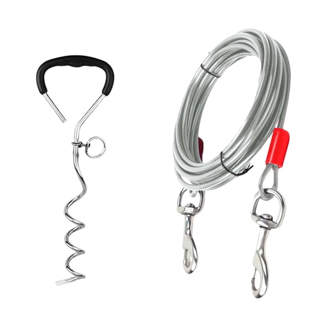 Heavy Duty Metal Dog Tie Out Stake Kit for Outdoor Training and Securing Small Medium