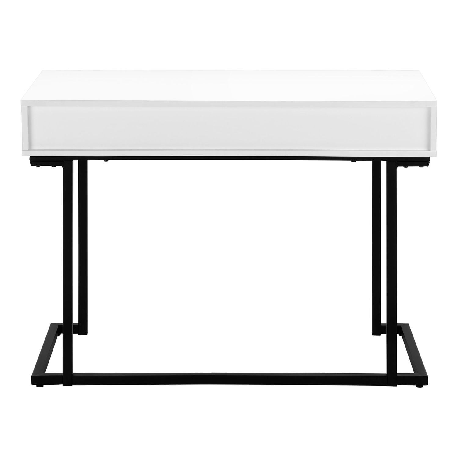 Monarch Specialties Computer Desk, Home Office, Laptop, Storage Drawers, 42"l, Work, Metal, Laminate, Glossy White, Black, Contemporary, Modern