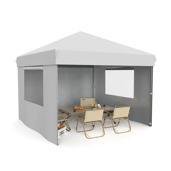 WildBreak Pop-up Canopy Tent, 10 x 10 feet, with 3 Sidewalls, White