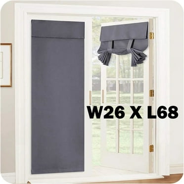 Privacy Door Curtains for Door Window, French Gray Door Curtains, French Door Blinds for Glass Door, Thermal Insulated Tie Up Shade Door Window Covering for Bedroom, W26 X L68