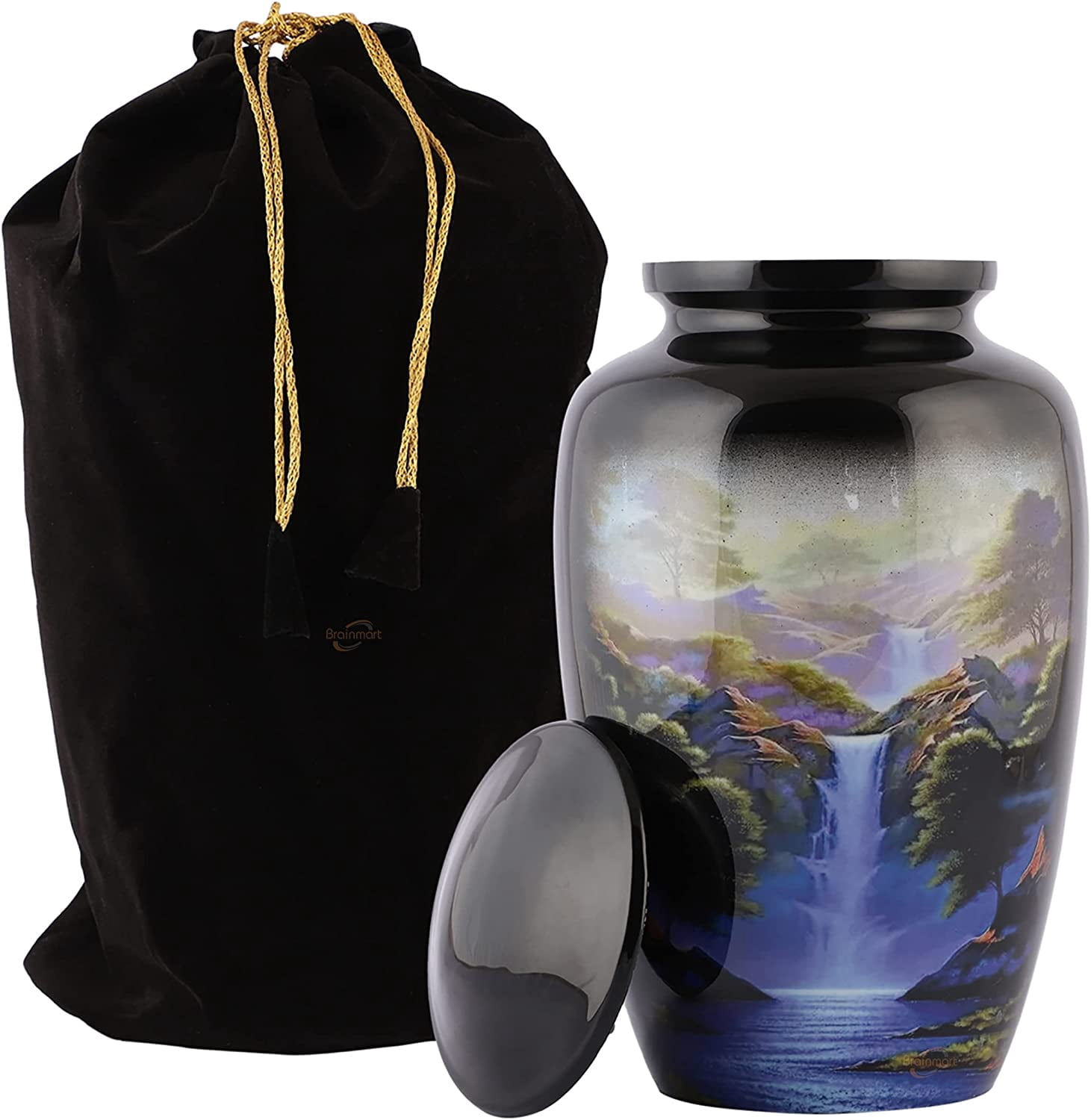 Cremation Urn for Adults | Large Burial Urn for Human Ashes up to 200lbs - Suitable for Adult Males & Females | Funeral Cremate Urns for Ashes by Brainmart (River Urn)