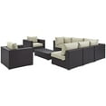thumbnail image 3 of Modway Rattan Convene 8-Piece Wicker Outdoor Patio Furniture Sectional, Beige, 3 of 8