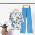 thumbnail image 2 of MEICHEN Pajamas for Women Set Women Short Sleeved Summer Cardigan Loose Comfortable Medium Elderly Shirt Trousers Two Piece Suit Women's Essentials Fashion Sleepwear, 2 of 5