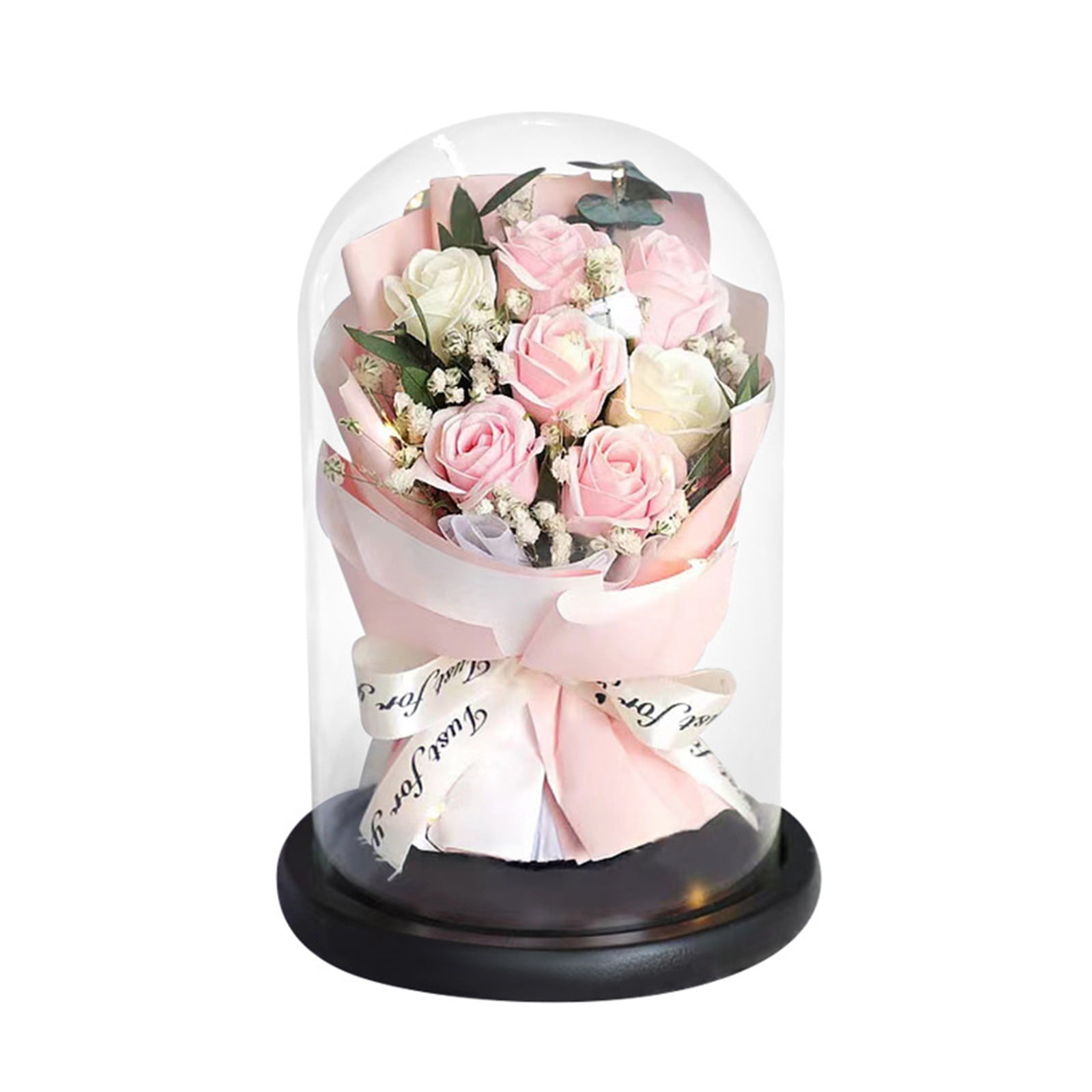 Uv Resistant Artificial Outdoor Plants, Soap Flower Dried Flower Bouquet Rose Superior Quality Glass Cover Eternal Flower Gift Box Christmas Valentine's Day Gift, Patriotic Flowers