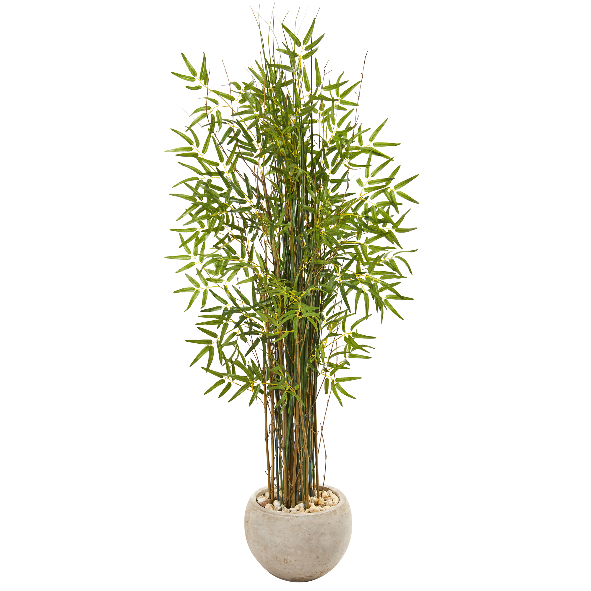 Nearly Natural 61in. Grass Artificial Bamboo Plant in Sand Colored