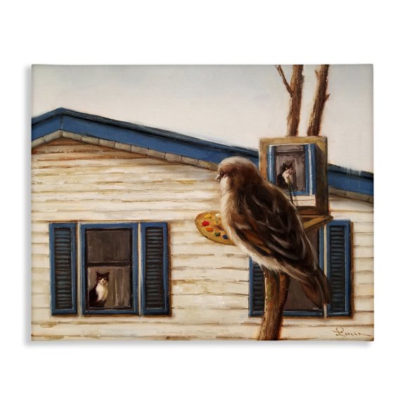 Stupell Industries Eclectic Bird Paints Indoor Cat Portrait Canvas Art, 20 x 16, by Lucia Heffernan