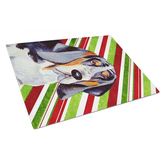 Carolines Treasures LH9237LCB Basset Hound Candy Cane Holiday Christmas Glass Cutting Board Large, 12H x 16W, multicolor