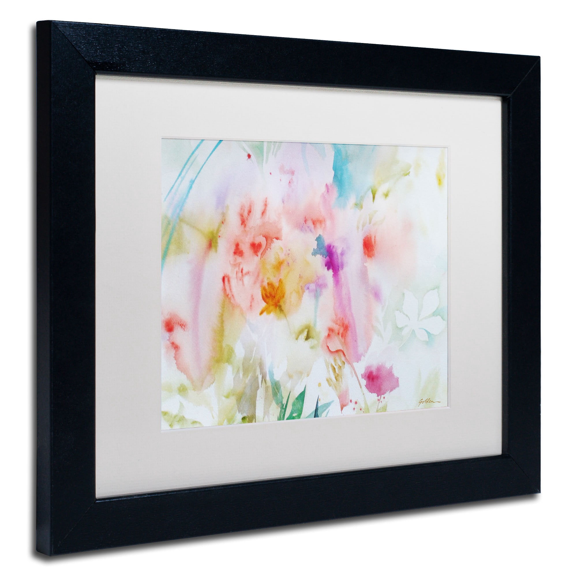 Trademark Fine Art "Flower Dreams" Canvas Art by Sheila Golden, White Mat, Wood Frame