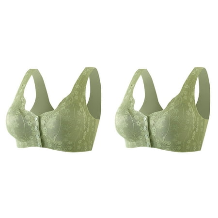 2 Pack Bra For Women Comfortable Convenient Front Close Button Bras For Older Women No Underwire Bras 36c Sports Bras with Padding Wire Push up Bra Running Sports Bras Pack of Bras Easy Lingerie