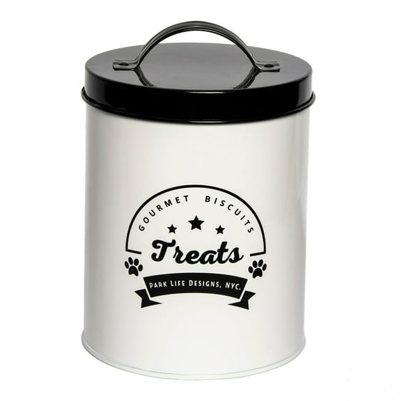 Park Life Designs 2.25 Qt. Medium Treat Canister | Gourmet Biscuits (White)