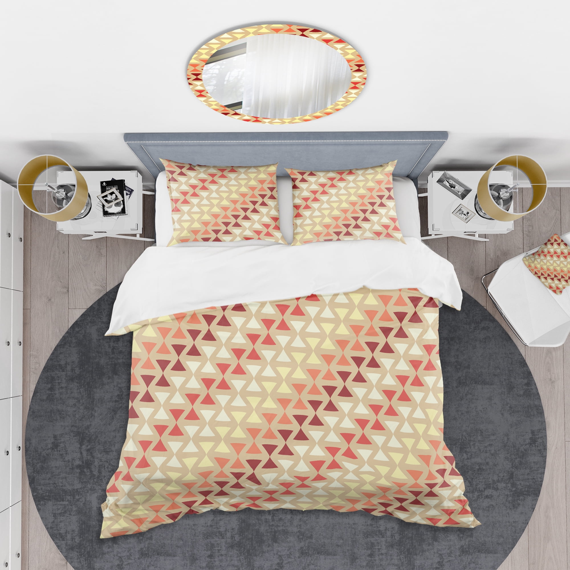 Designart 'Triangular Retro Design IX' Mid-Century Modern Duvet Cover Set