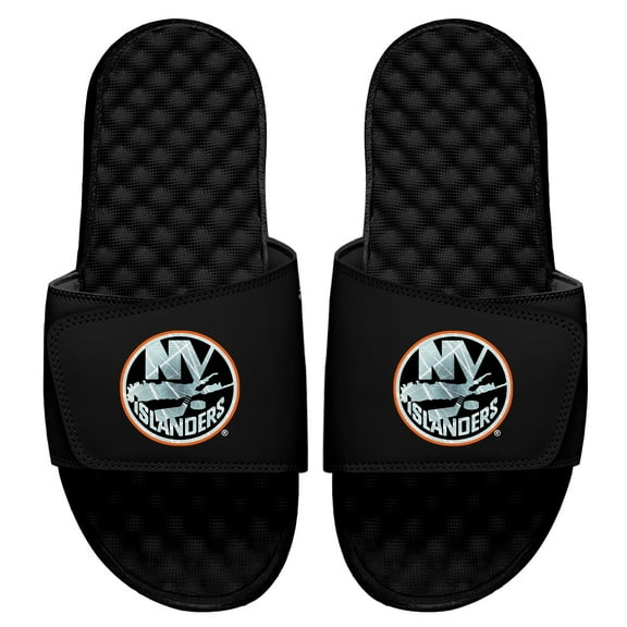 Men's ISlide Black New York Islanders Ice Clipping Mask Slide Sandals