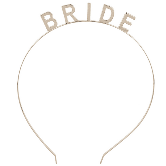 Lux Accessories Gold Tone Bride Bridal Bachelorette Verbiage Crown Headband