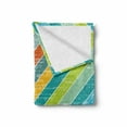 thumbnail image 2 of Vintage Rainbow Soft Flannel Fleece Throw Blanket, Diagonal Stripes with Grunge Effect Funky and Geometric Weathered Look, Cozy Plush for Indoor and Outdoor Use, 70" x 90", Multicolor, by Ambesonne, 2 of 6