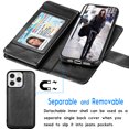 thumbnail image 4 of Tiflook Wallet Case For iPhone 13 Pro (6.1 inch) 2021 Luxury ID Cash Credit Card Slots Holder Carrying Pouch Folio Flip PU Leather Cover [Detachable Magnetic Hard Case] - Black, 4 of 7