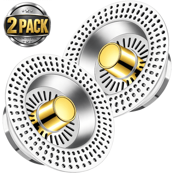 NIUTA® Kitchen Sink Drain Strainer, 2 Pack Large Panel Sink Strainer and Stopper, Stainless Steel Sink Drain Cover with Food Catcher Kitchen Drain Stopper for Standard 3-1/2" Drains