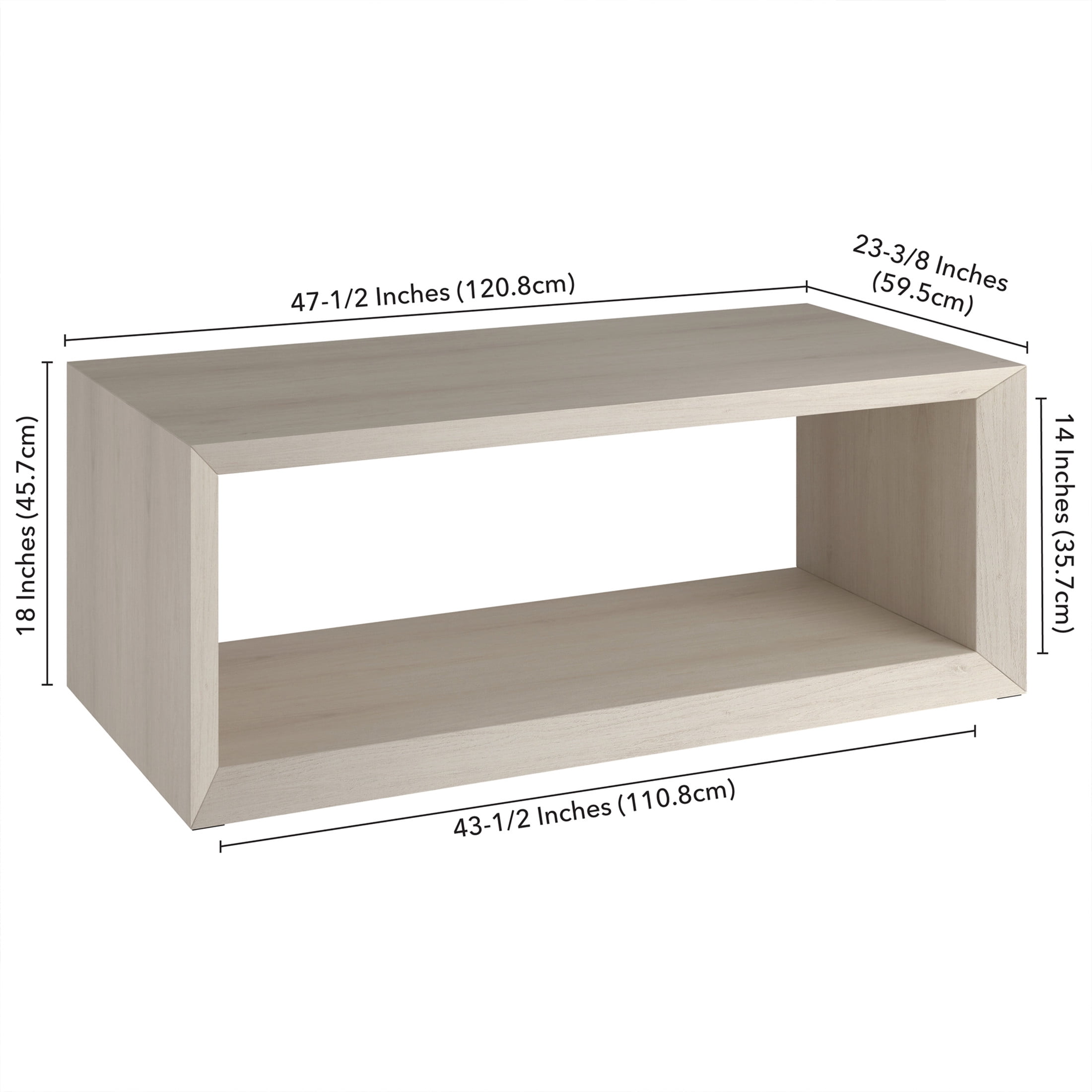Evelyn&Zoe Osmond 48" Wide Rectangular Coffee Table, Alder White
