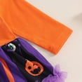 thumbnail image 4 of Newborn Baby Girls My First Halloween Outfits Pumpkin Ghost Romper Tutu Dress and Cute Headband Leg Warmer Set, 4 of 8