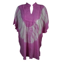 Mogul Womens Tie Dye Poncho Top Embroidered Bohemian Fashion Kimono Loose Cover Up Butterfly Style Beach Wear Blouse