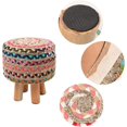 thumbnail image 5 of REDEARTH Foot Stool -Handmade Wooden 4 Legs Jute Chindi Seat Footrest for Living Room, Bedroom, Nursery, kidsroom, Patio, Gym; 100% Cotton (16"x14"x14"; Bred Jute Multi) Bred Jute Multi 16"x14"x14"(Set of 1), 5 of 9