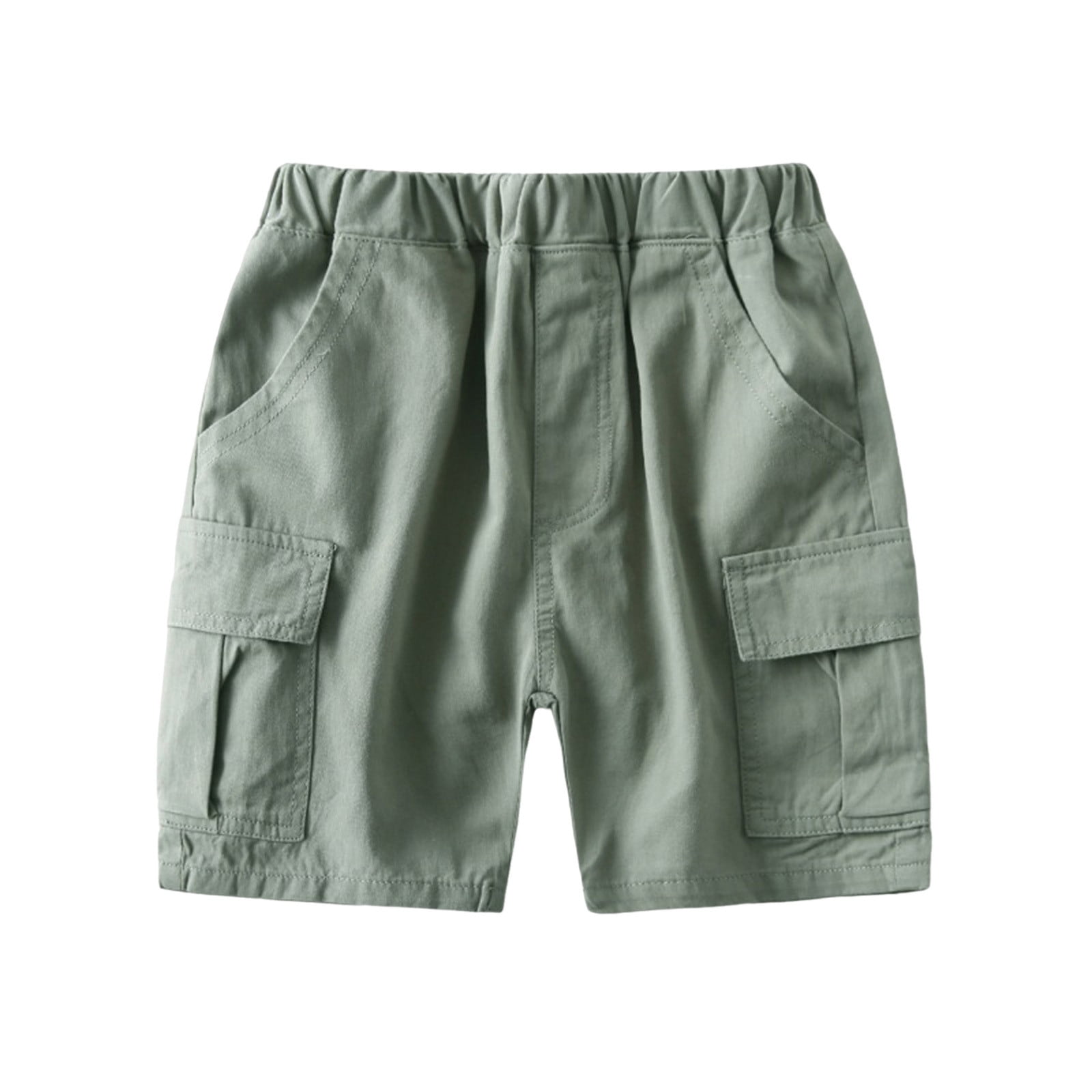DAETIROS Boys Cargo Shorts, Pull-On Summer Casual Fashion Cotton Boys Shorts with Pockets Army Green Size 6-7 Years