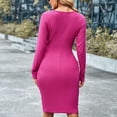 thumbnail image 4 of Vestido ajustado de manga larga, vestido midi ajustado con cuello en V cruzado para mujer Vestido cruzado con cuello en V Calidad en la que puedes confiar, 4 of 6