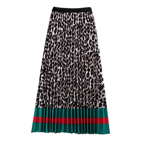 Lolmot Skirts for Women Dressy Casual Elastic High Waist Pleated Chiffon Skirt Midi Swing Print A-line Skirts