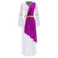 thumbnail image 3 of iiniim Women Party Toga Costume Roman Toga Halloween Ancient Metallic Shiny Overlay Dress Purple L, 3 of 7