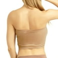 thumbnail image 3 of Seamless Spandex Bandeau Bra Cropped Tube Top Strapless Layering Tank Yoga Beige, 3 of 4