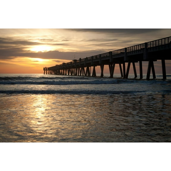 Art.com Jacksonville Beach, Florida Fishing Pier in Early Morning. Photographic Print by RobWilson, 18" x 12"