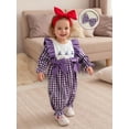 thumbnail image 5 of Jxzom Halloween Baby Girl Outfit 0 3 6 12 18 Months Infant Long Sleeve Ruffle Bow Plaid Embroidery Witch Hat Jumpsuit  Romper Cute Fall Clothes, 5 of 10