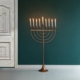 thumbnail image 3 of Modern Solid Metal Judaica Hanukkah Menorah 9 Branched Candelabra, Copper Finish Large, 3 of 8