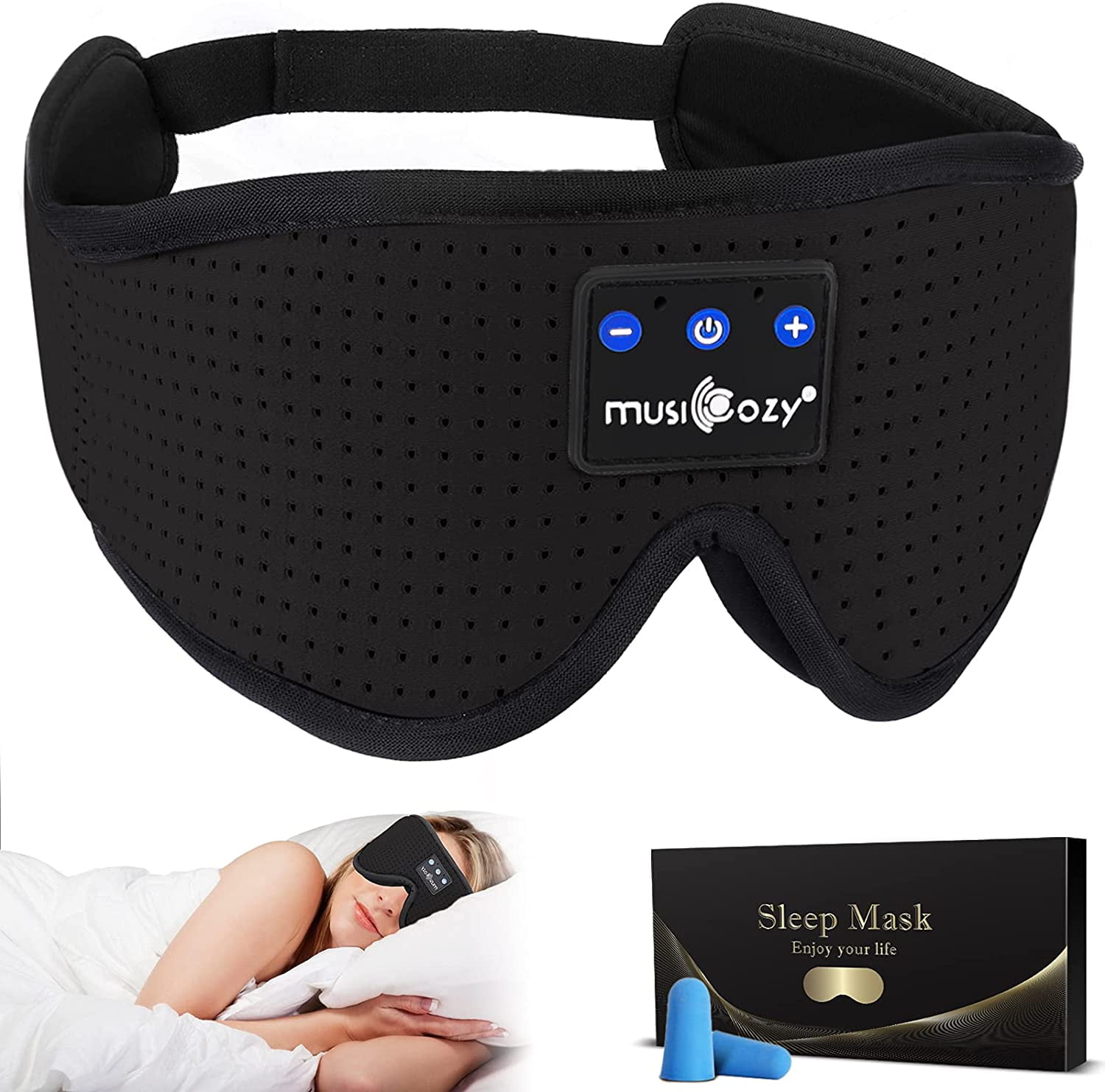 MUSICOZY Sleep Headphones Breathable 3D Sleeping Headphones Wireless