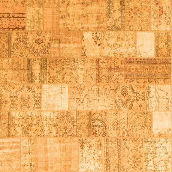 Ahgly Company Indoor Square Patchwork Orange Transitional Area Rugs, 3' Square