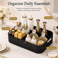 thumbnail image 6 of ABPETE Large Makeup Organizer, Black 12 Slot Makeup Brush Holder with Handle, Vintage Striped Cosmetic Storage Box for Bathroom Countertop Desk Vanity, 6 of 7