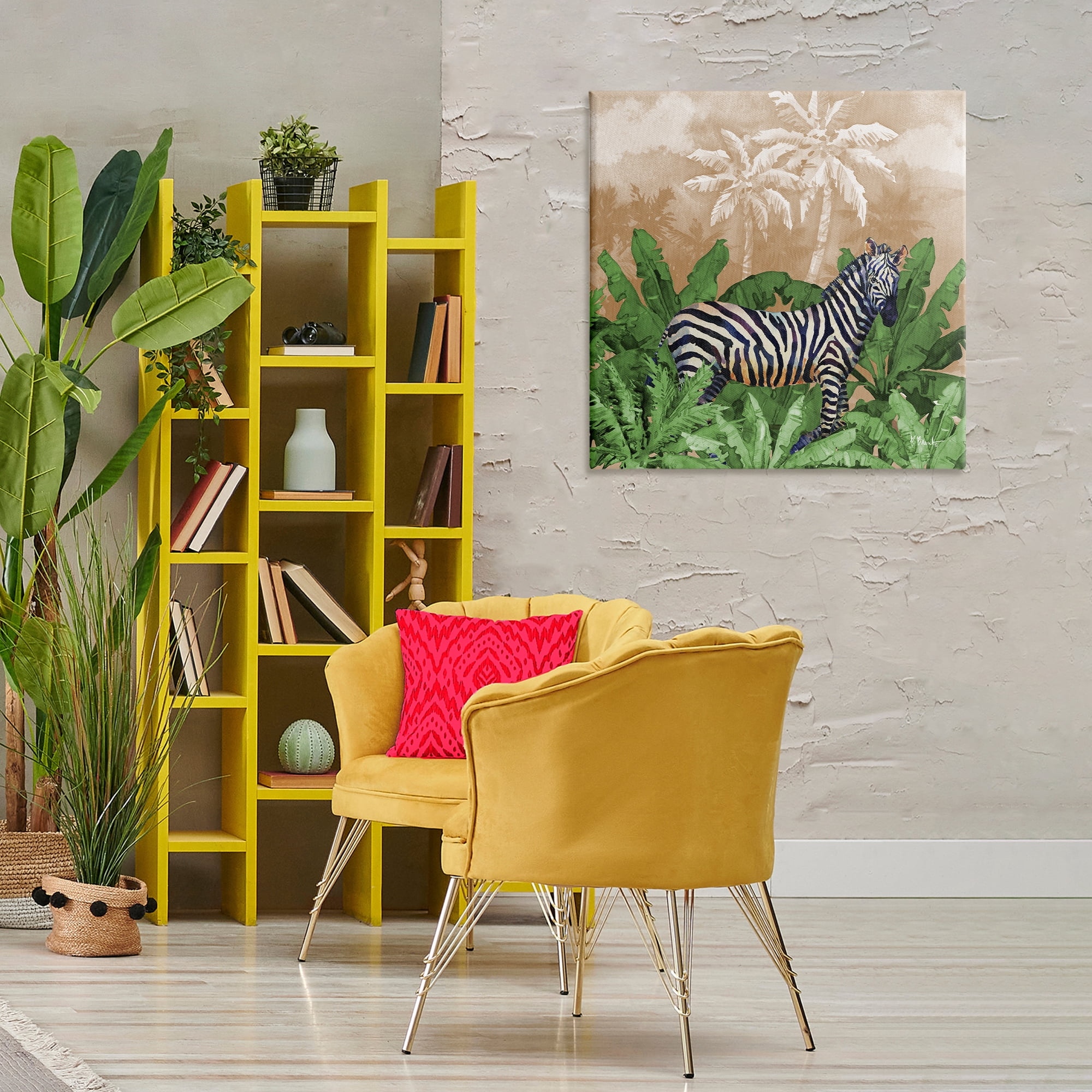 Stupell Industries Jungle Life Zebra Animals & Insects Painting Gallery Wrapped Canvas Art Print Wall Art, 30 x 30