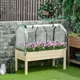thumbnail image 2 of Outsunny Raised Garden Bed with PE Greenhouse Cover 48 x 22 x 46 inch Natural Wood Planter Box for Herbs and Vegetables, 2 of 10