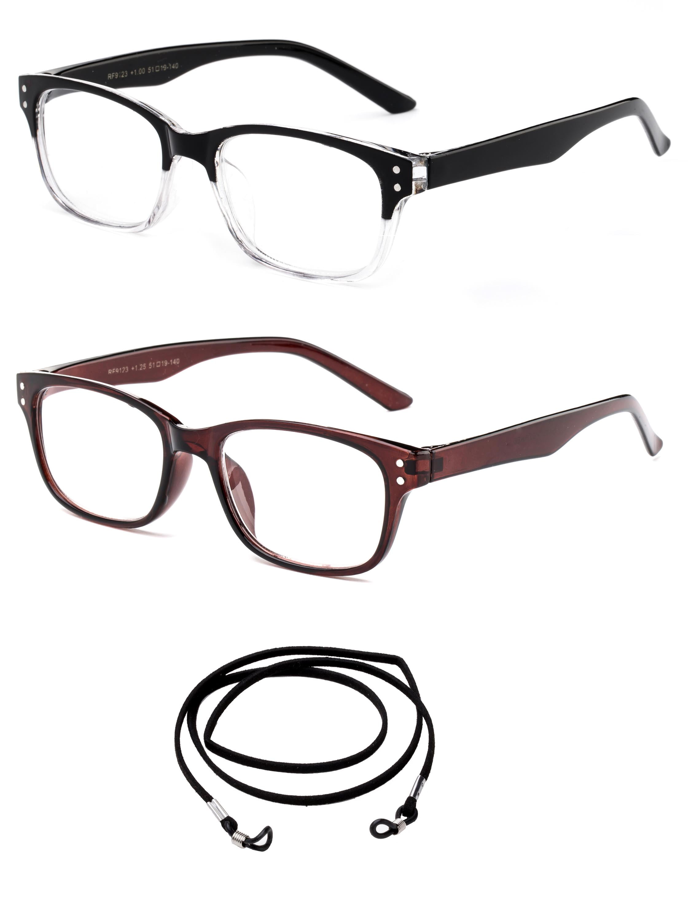 2 Pair Newbee Fashion "Wynn" Slim Fit Vintage Style Two Tone Reading