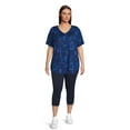 thumbnail image 2 of Terra & Sky Women's Plus Size V-Neck Tunic T-Shirt, 2 of 5