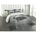 thumbnail image 3 of Ambesonne Movie Theater Quilted Bedspread Set 3 Pcs, Clapper Board, King Size, White Black and Grey, 3 of 5