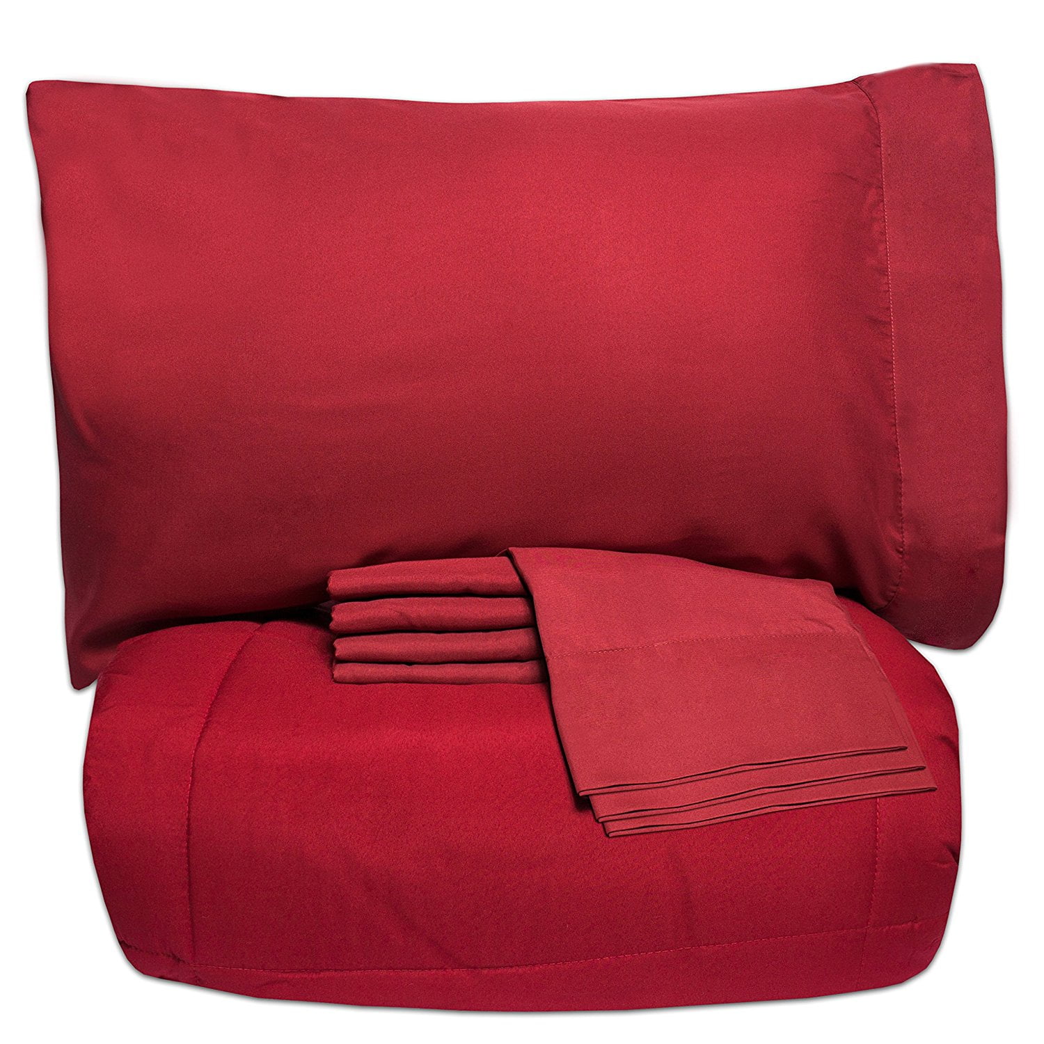 Bed In A Bag Solid Color Comforter And Sheet Set Twin Red 7 Piece Bed In A Bag Solid Color Comforter And Sheet Set Twin Red 7 Piece Luxury Goose Down Alternative For Year Round With Advanced Box