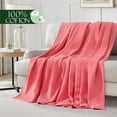 thumbnail image 4 of Premium 100% Cotton Waffle Blanket - Lightweight Breathable Waffle Weave Bed Blanket - Soft and Warm All Season Blanket for Couch, Sofa and Bed, Twin Size 68x88 Inches, Coral, 4 of 6