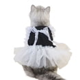 thumbnail image 2 of CBFFDC Robe pour Chat en Dentelle Ajourée Patchwork Nœud Papillon Ourlet Plissé Chien Rayé Accessoire de Photographie de Mariage, 2 of 7