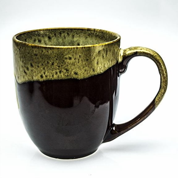 Hand Glazed Intricate Ceramic Coffee Mug and Tea Cup - 14 oz -Best Gift for Coffee Tea Lover/Addicts (Brown)