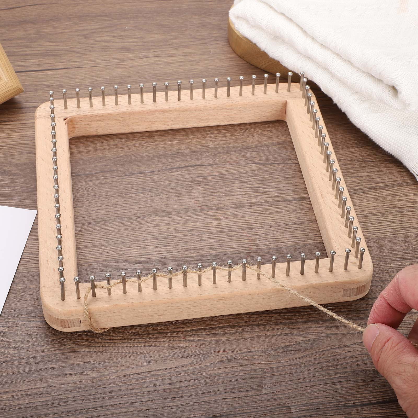 Uxcell 7.87"x7.87" Knitting Loom, Wooden Square Knitting Board Crochet Tool for Weaving Hats Scarves